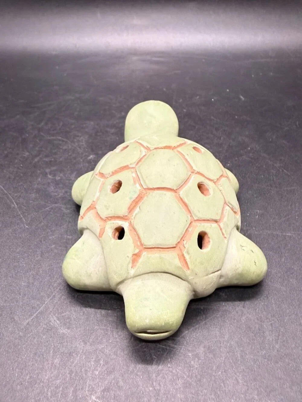 Vintage Terra Cotta Pottery Turtle Ocarina Whistle Flute Abya Yala Latin America